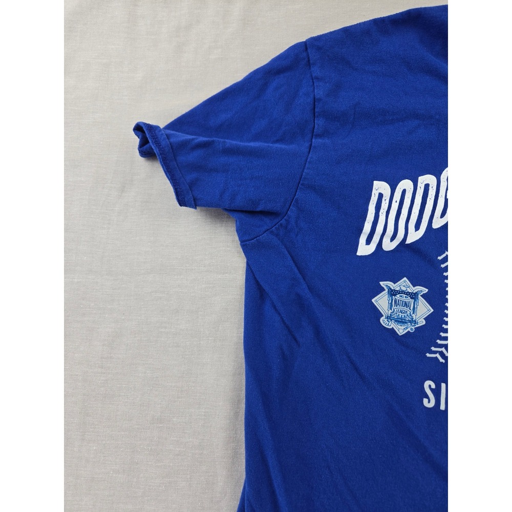 Majestic Los Angeles Dodgers Baseball T-Shirt Mens Large Blue Graphic Tee 1958 - Picture 7 of 10